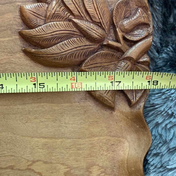 Vintage Carved Wooden Tray with Floral Design - Picture 12 of 16